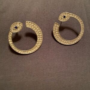 Elegant Gold and Blue Studded Earrings